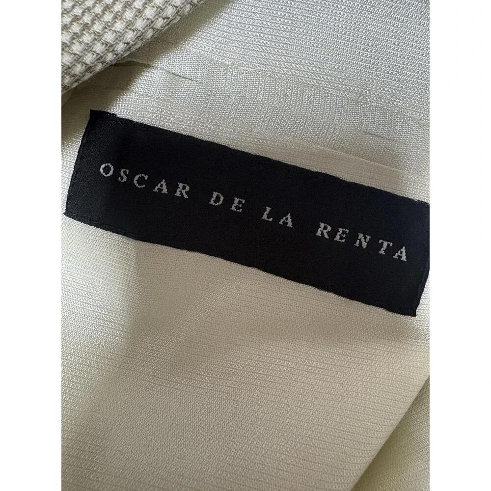 Oscar De La Renta Sport Coat Mens 44R Beige Wool Tweed Check 3 Btn Notch Lined